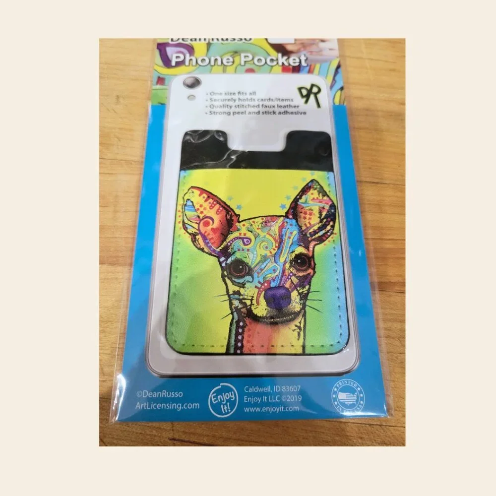Enjoy It LLC, Chihuahua Phone Pocket by Dean Russo – Stick-On Card Holder – New